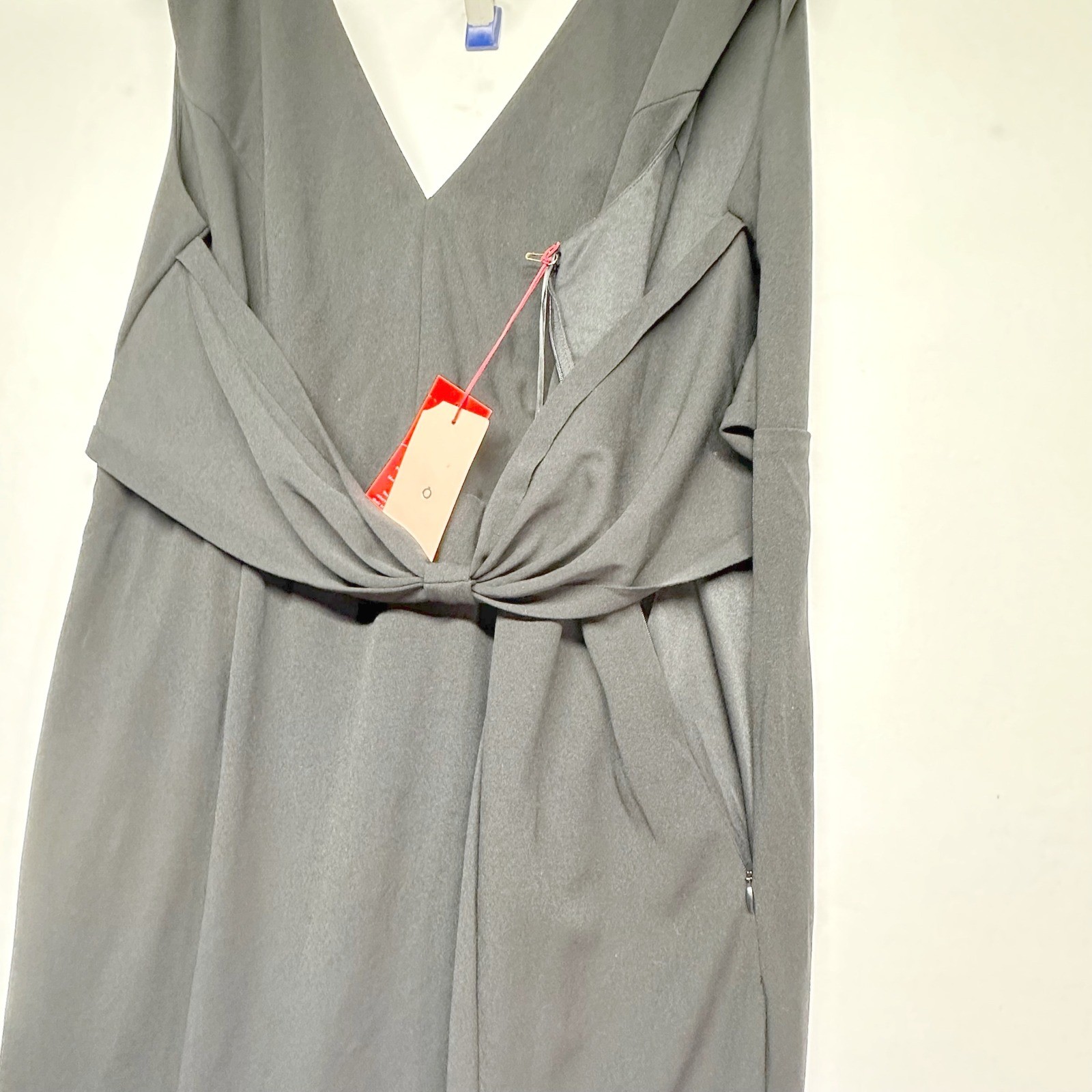 Vow'd Black Cassava V-Neck Bow Accent Side Zip Mermaid Gown Dress Womens 22