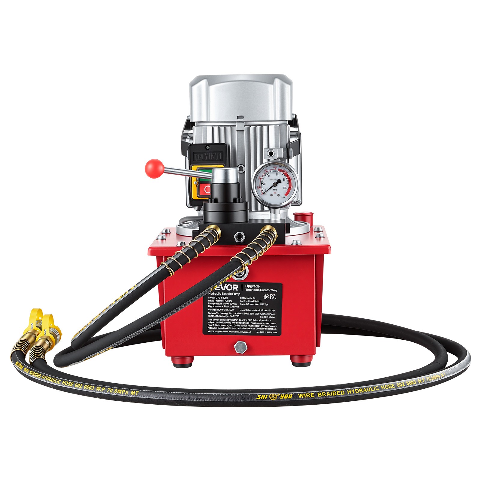 VEVOR Electric Hydraulic Pump 750W 10000 PSI Double Acting Hydraulic Power Unit