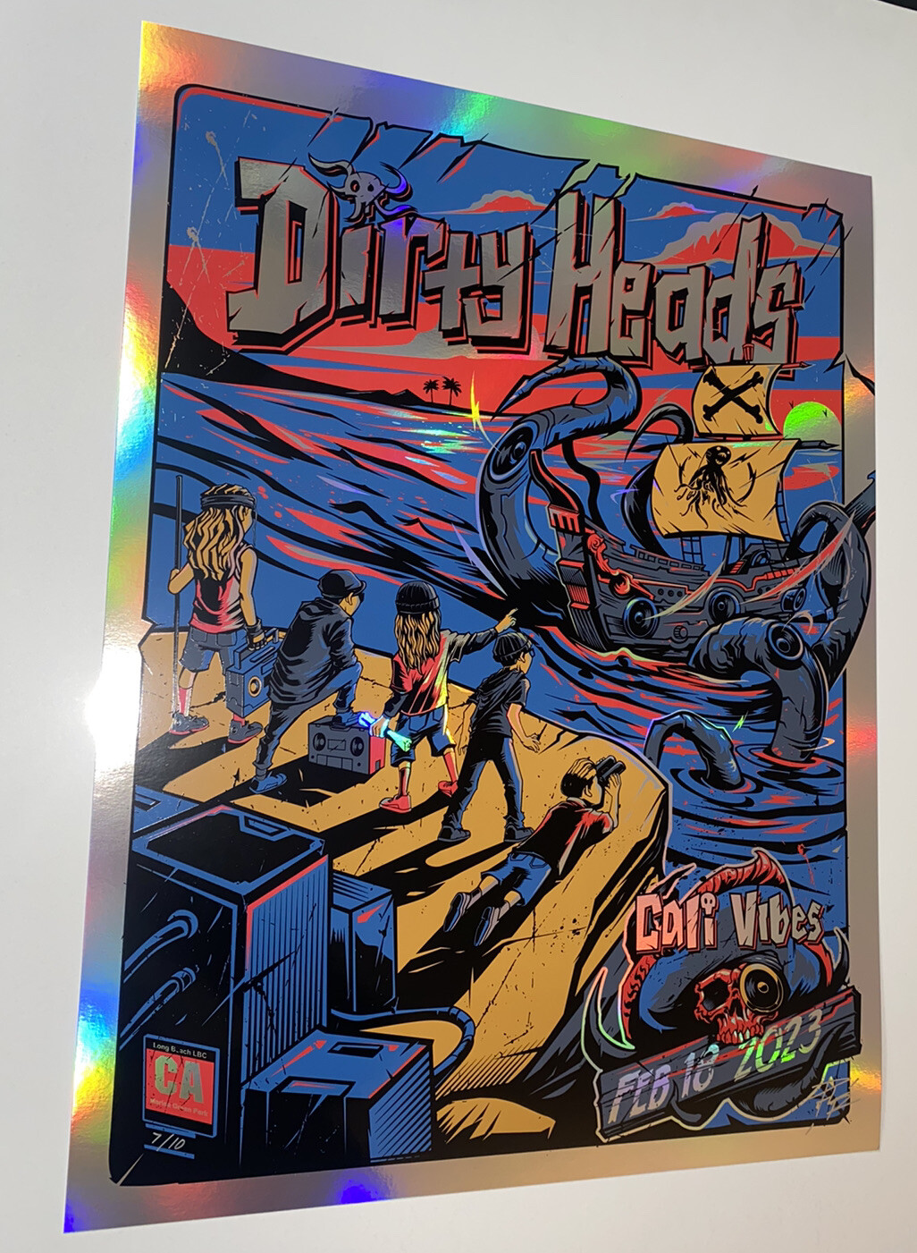 Dirty Heads Poster Cali Vibes 2/18/23 Rainbow Foil Silkscreen Official S/N X/10!