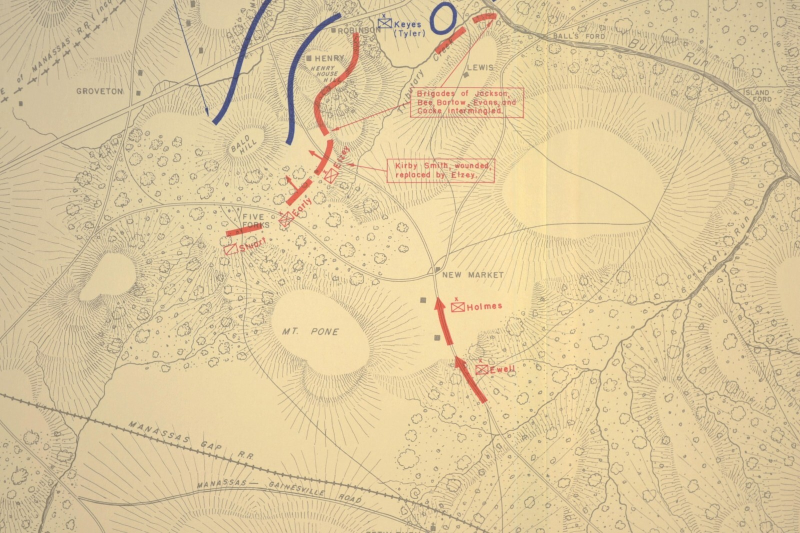First Battle of Bull Run Map Manassas Virginia July 21st 1861