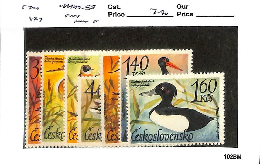 Czechoslovakia Postage Stamp, #1447-1453 Mint Hinged, 1967 Birds