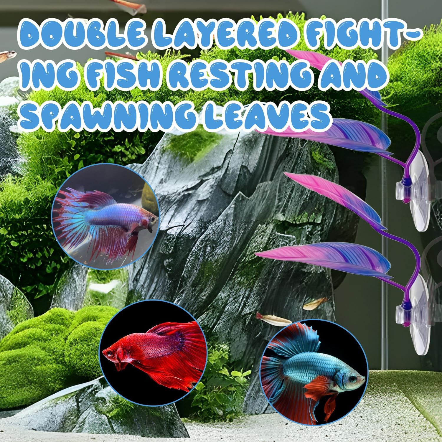 4 Pcs Betta Fish Hammock & Toy Set, Suction Cup Tunnel, Floating Betta Fish S