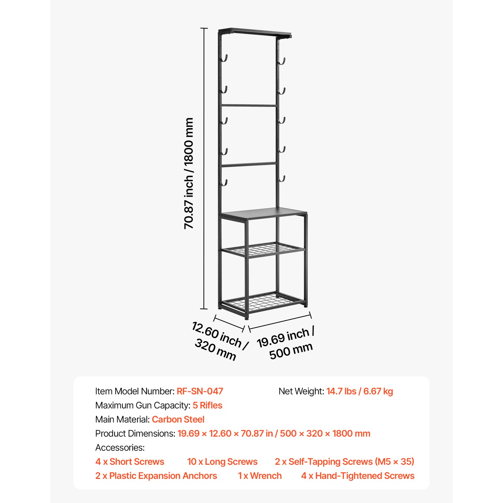 Uimoso Freestanding Indoor Gun Rack for Wall-Mounted Gun Display