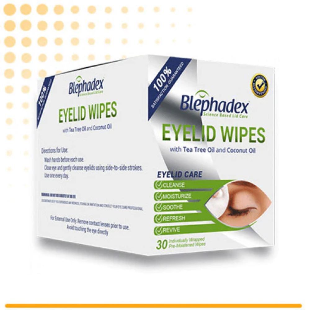 BLEPHADEX Eye lid Wipes with Tea Tree Oil and Coconut Oil, 30ct Box