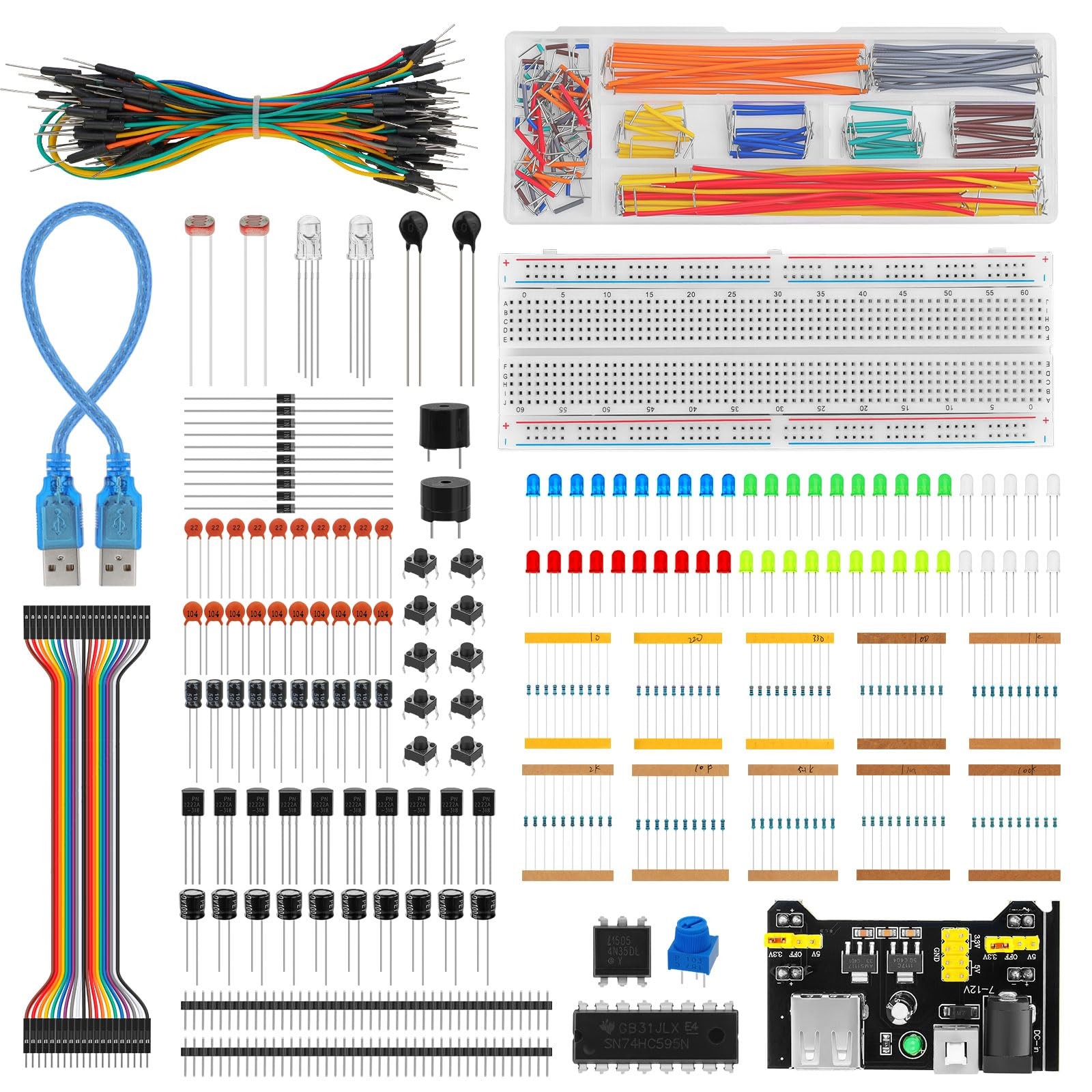 Electronics Basic Starter Kit for Arduino, 830 tie-Points Breadboard with...