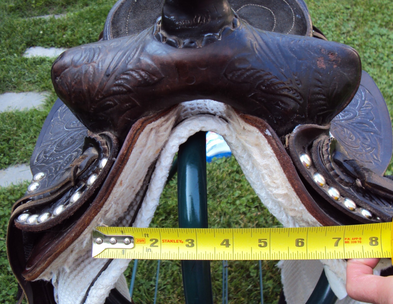 THE AMERICAN Childs Show Saddle- 12" - SILVER/Padded Seat -Tooled Design- GREAT!