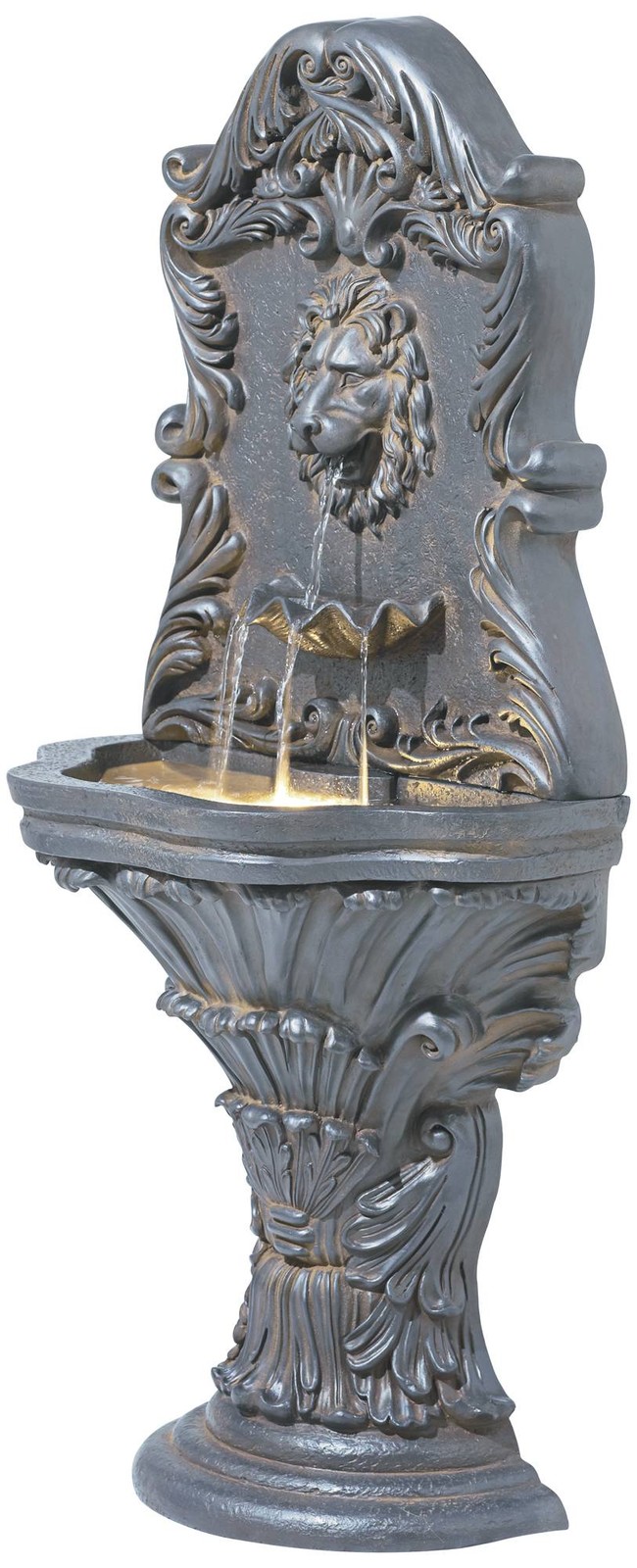 Imperial Lion Acanthus outdoor wall water fountain, 50-inch