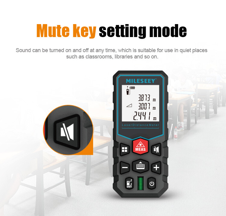 Mileseey 328 Ft Laser Distance Measure with Bubble Level M/in/Ft 2 AAA Batteries