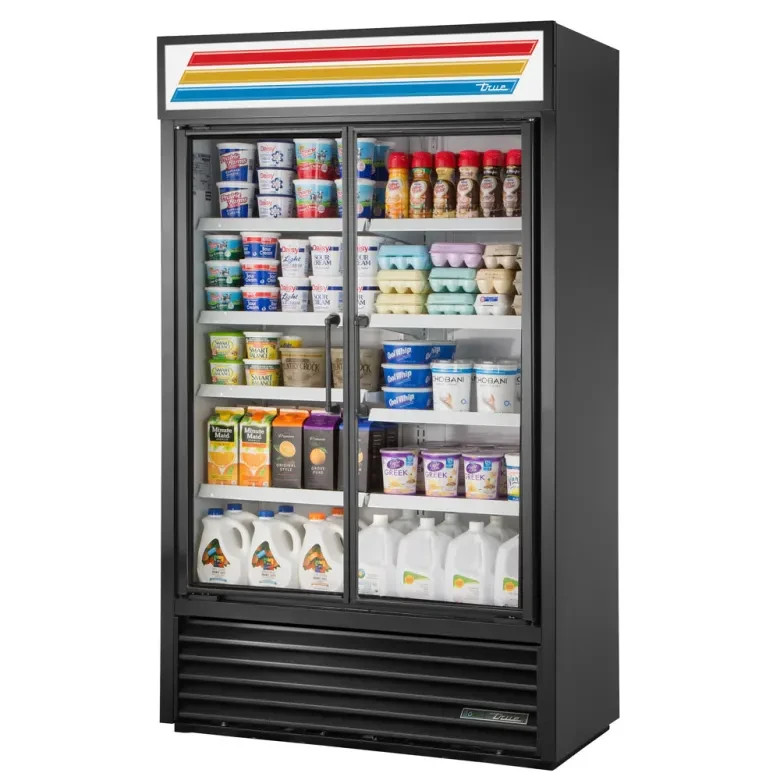 NEW TRUE TVM-48SL-HC~VM01 47 1/8" TWO SECTION GLASS DOOR MERCHANDISER