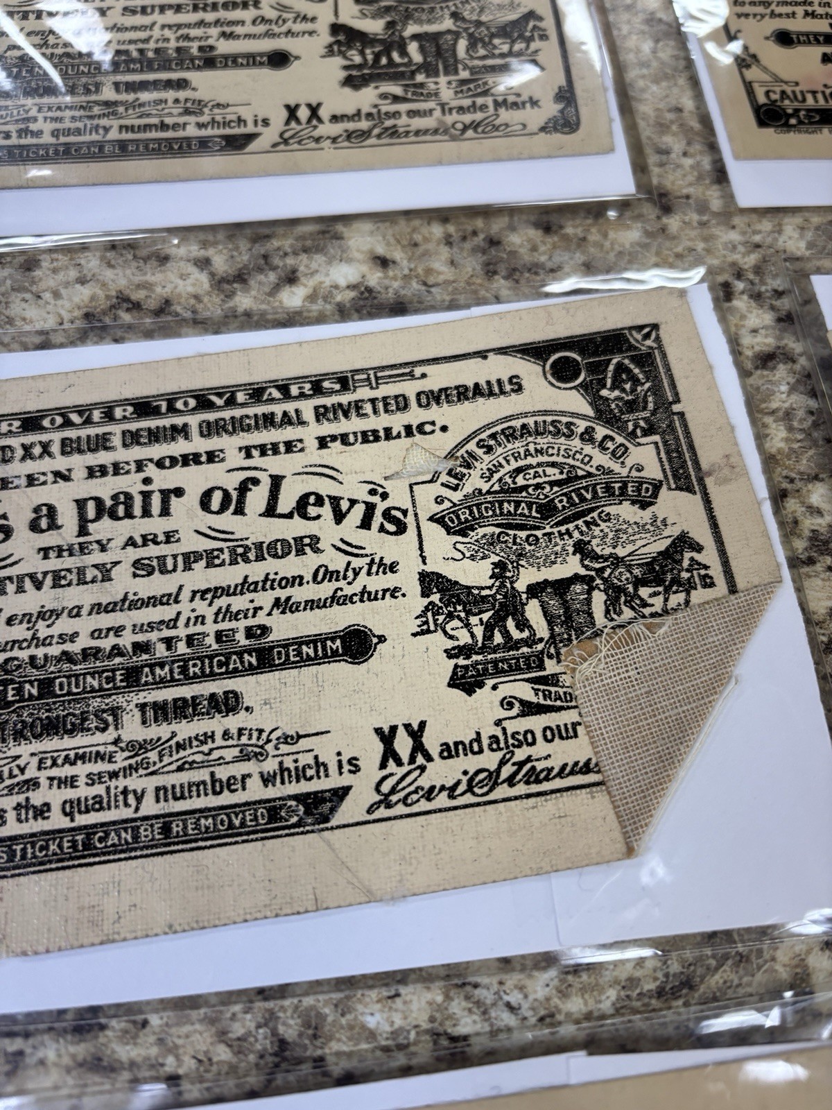 Vintage Original Antique 1927 Levi’s fabric Labels. 7x3 Roughly.
