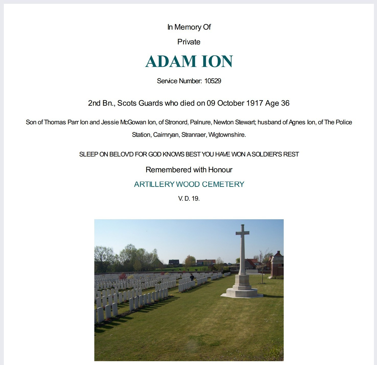 Scots Guards PIPER Killed in Action 1917 Police Constable Stranraer WW1 Medals