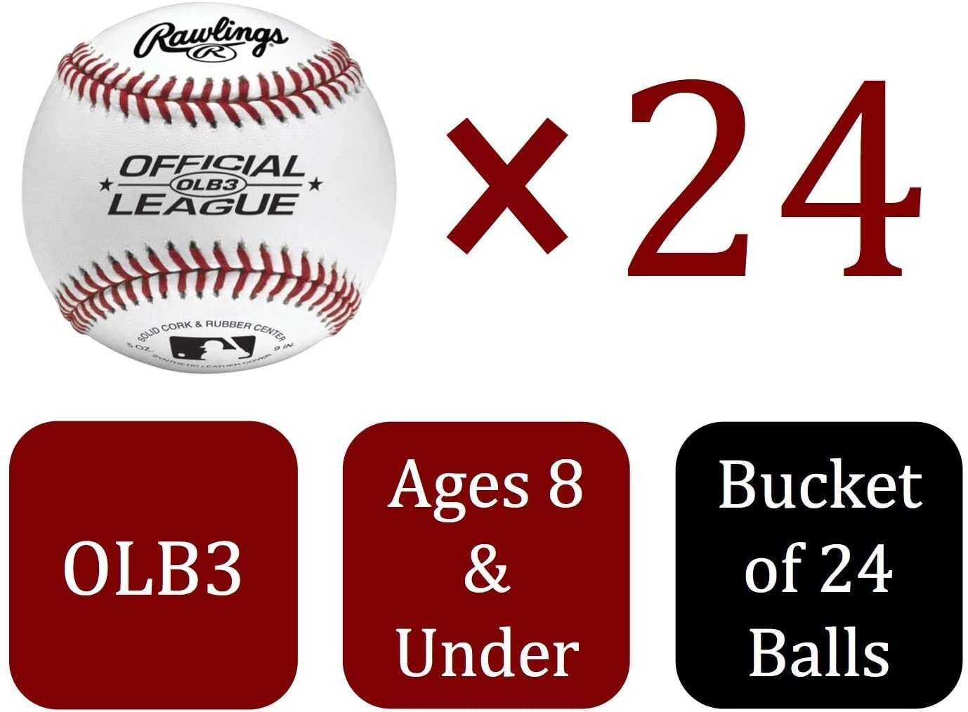 Rawlings Official League Competition Grade Baseballs - Bucket Of 24 Base Balls