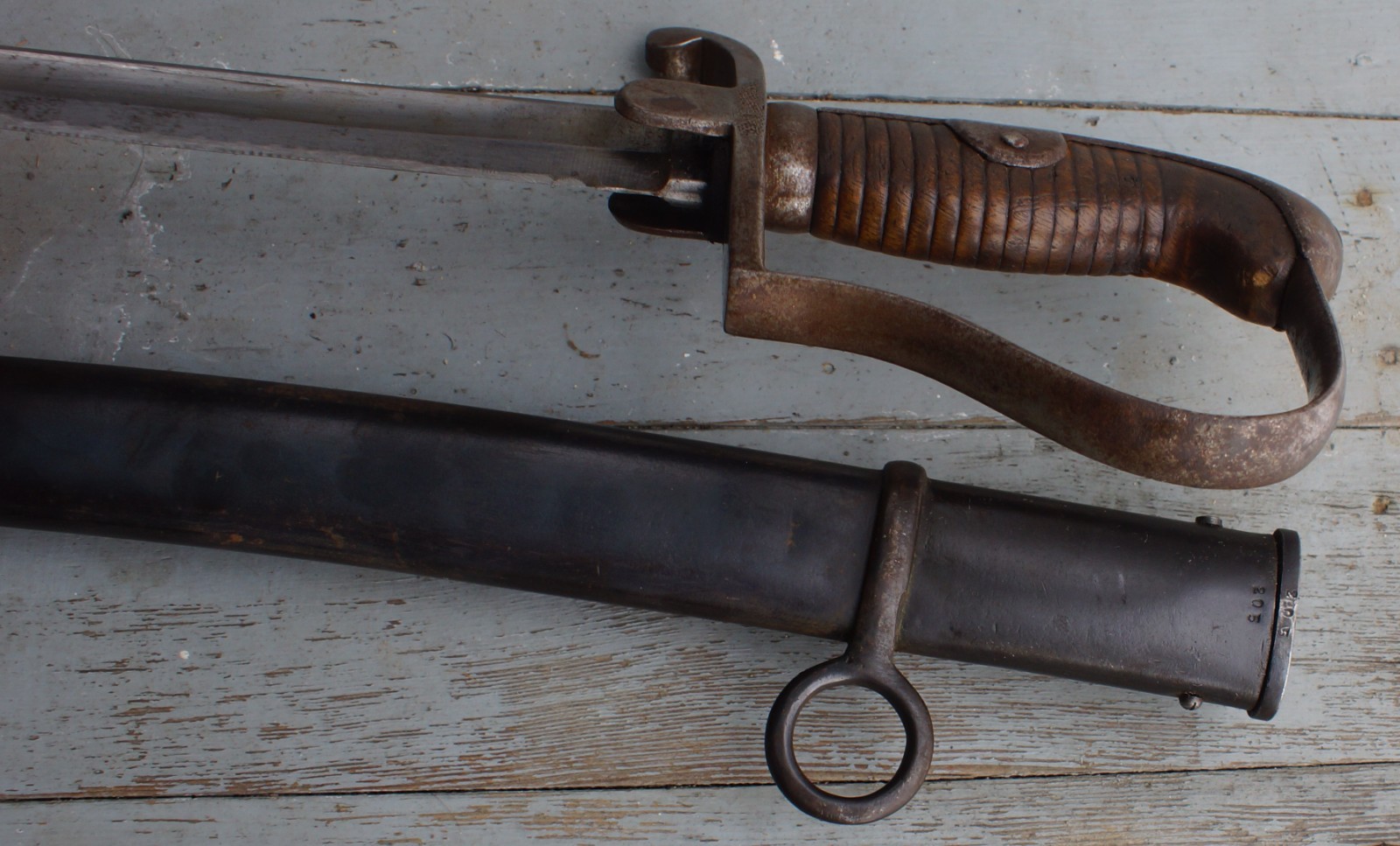 Imperial German Model 1873-1896 Artillery Saber w/ Scabbard Unit Marks FW HOLLER