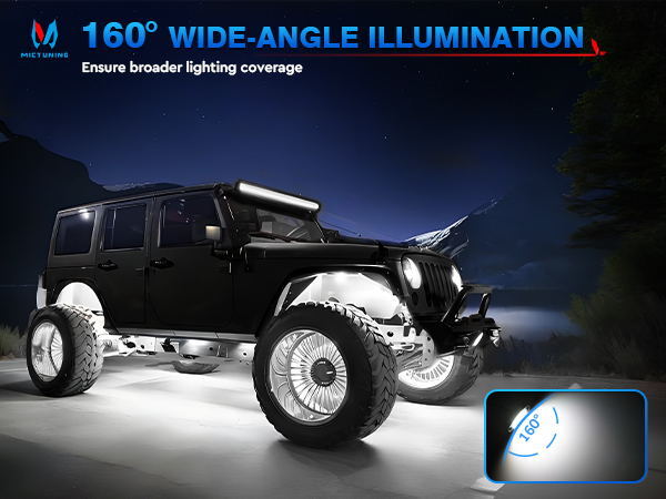 12 Pods Pure White LED Rock Lights, Waterproof Underglow Under Car Truck Lights