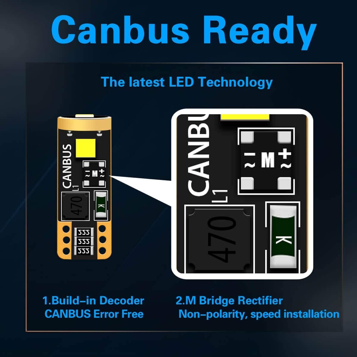 LASFIT T10 LED License Plate Light Bulbs 6000K Super Bright White 168 2825 194