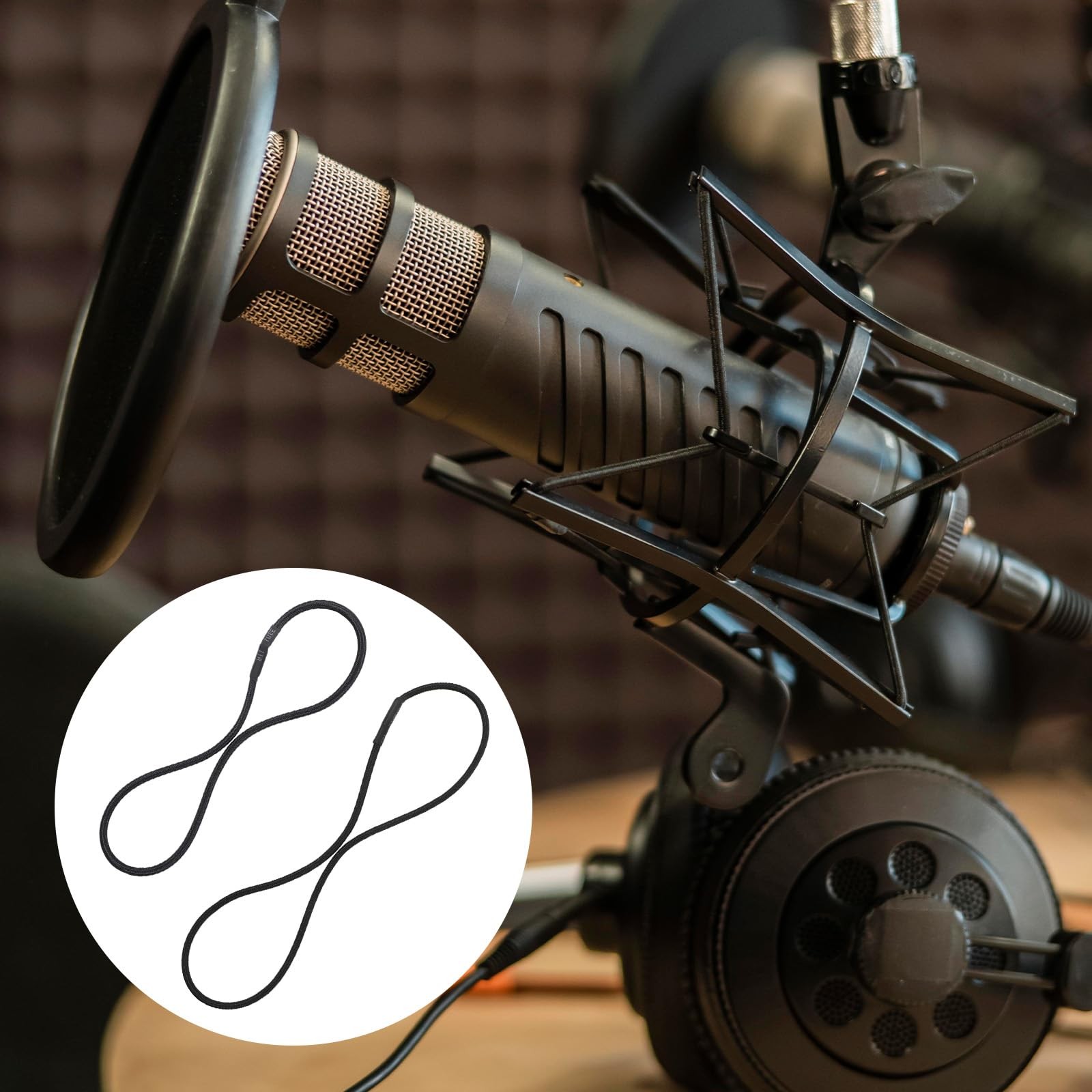 8 Pcs Universal Microphone Shock Mount Rubber Bands Black Elastic