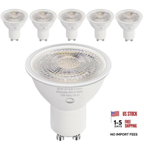 GU10 LED Bulbs - 6W (50W Halogen Equivalent) Dimmable - 6 Pack 5000k Daylight