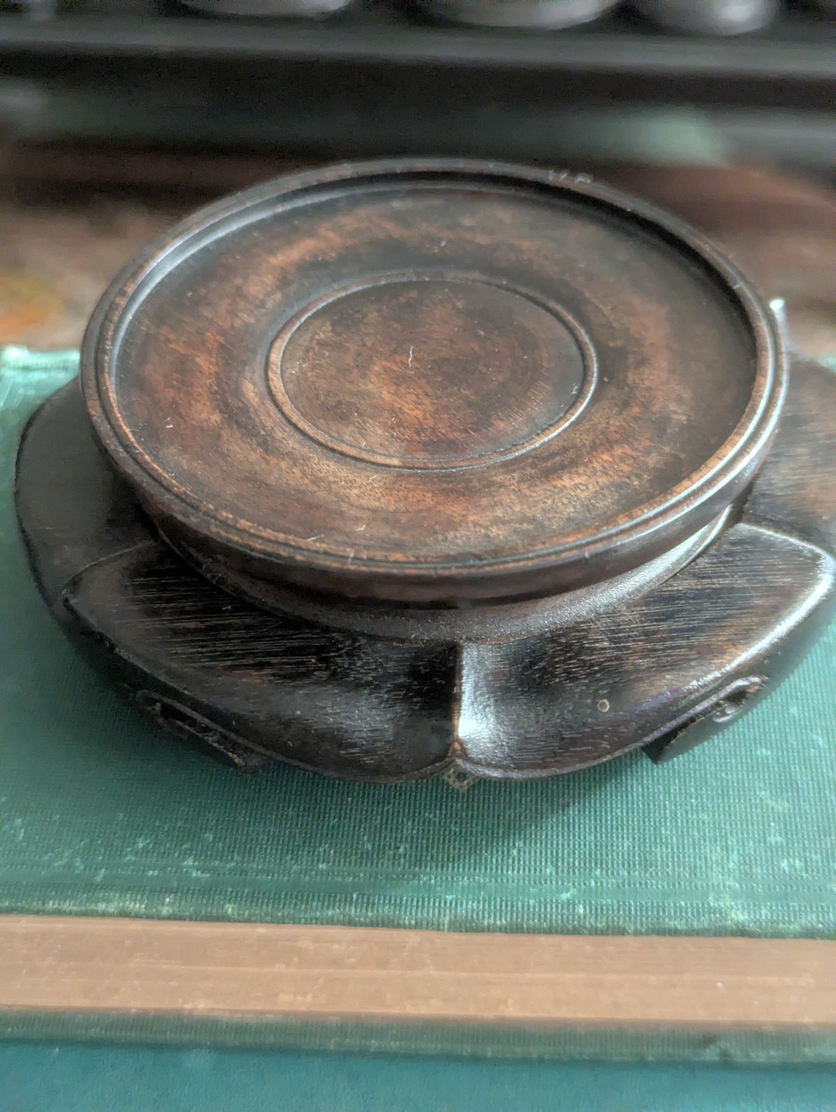 Vintage Japanese Carved Wood Display Stand Kadai for Vase or Bonsai