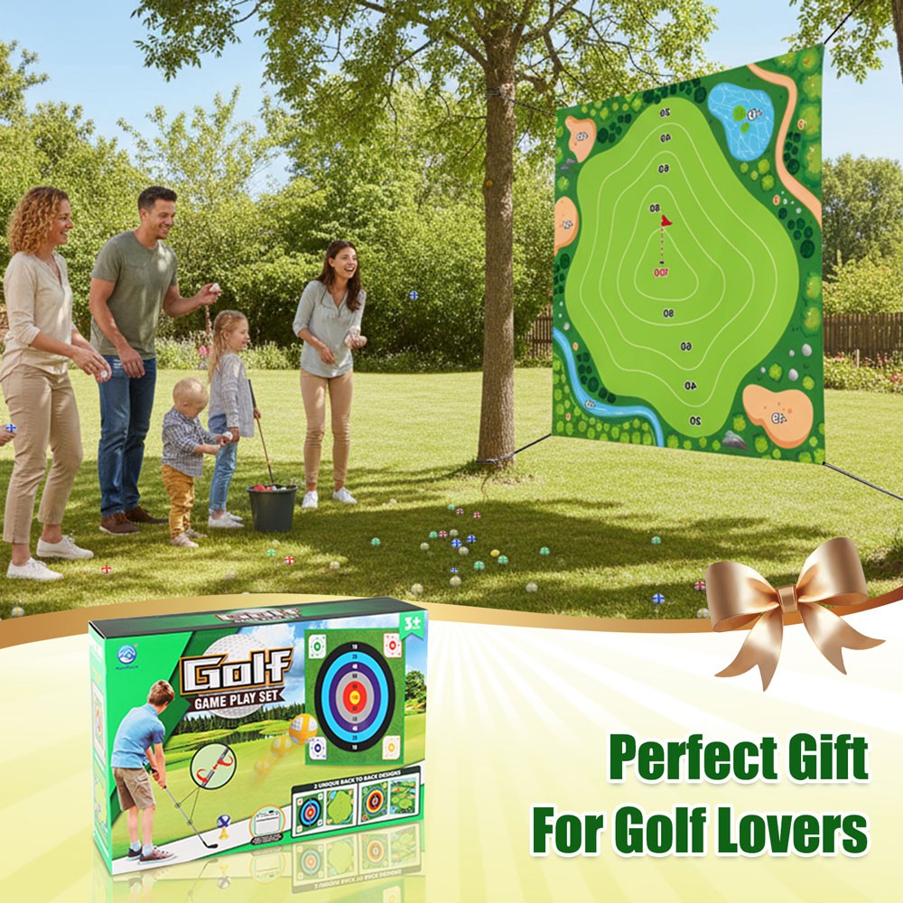 Battle Golf Chipping Game Mat Set Adults Kids Practice Indoor Outdoor Backyard