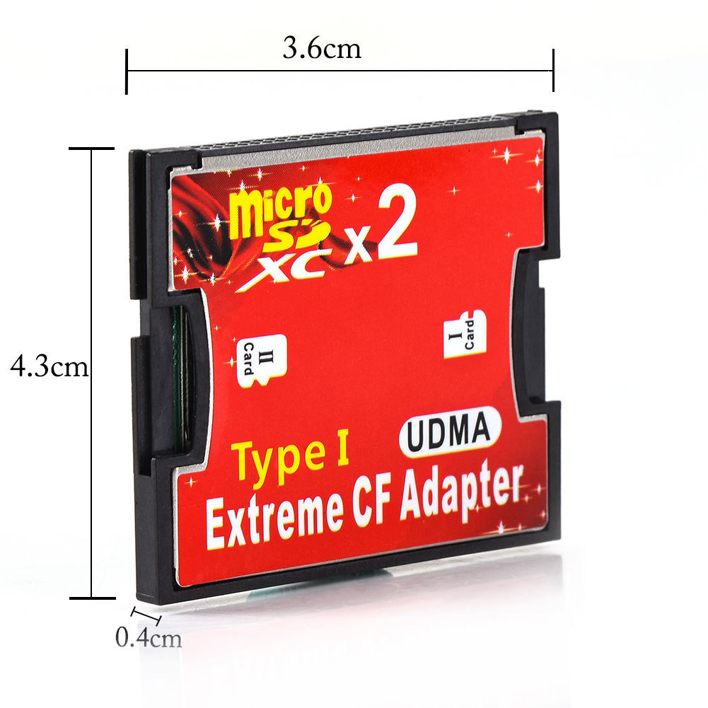Dual Slot Micro SD TF to CF Adapter Extreme Compact Flash Type I Card Converter