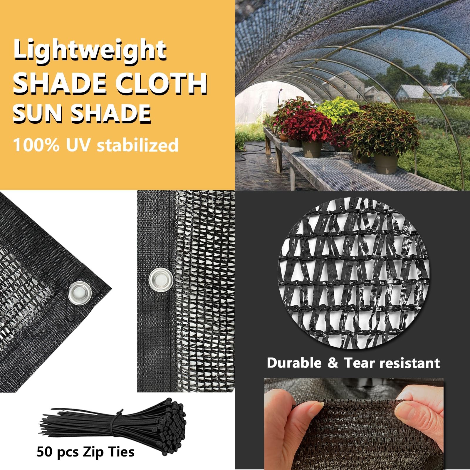 10x20FT 40% Garden Shade Cloth for Plants Heavy Duty Mesh Tarp with Grommets