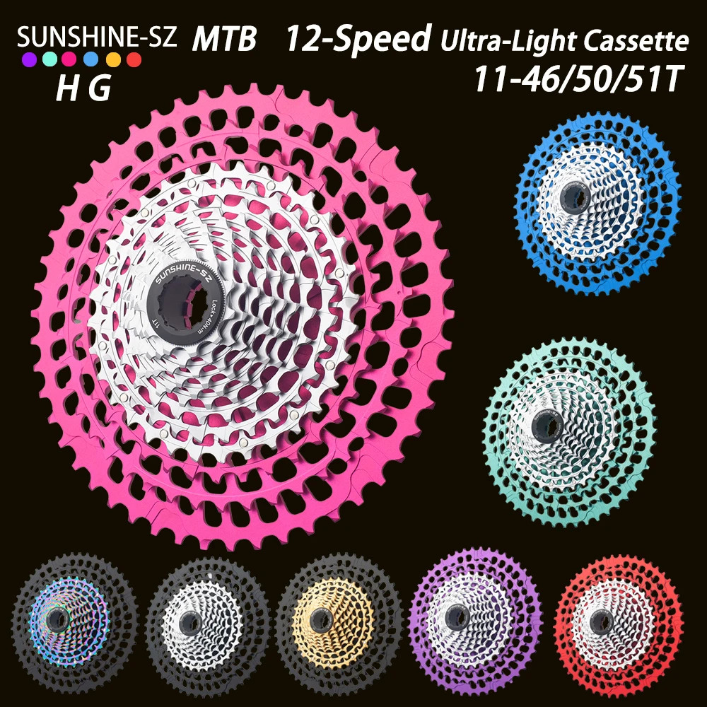 SUNSHINE 12 Speed MTB Bike Ultralight Cassette 11-46/50/51T Freewheel HG freehub