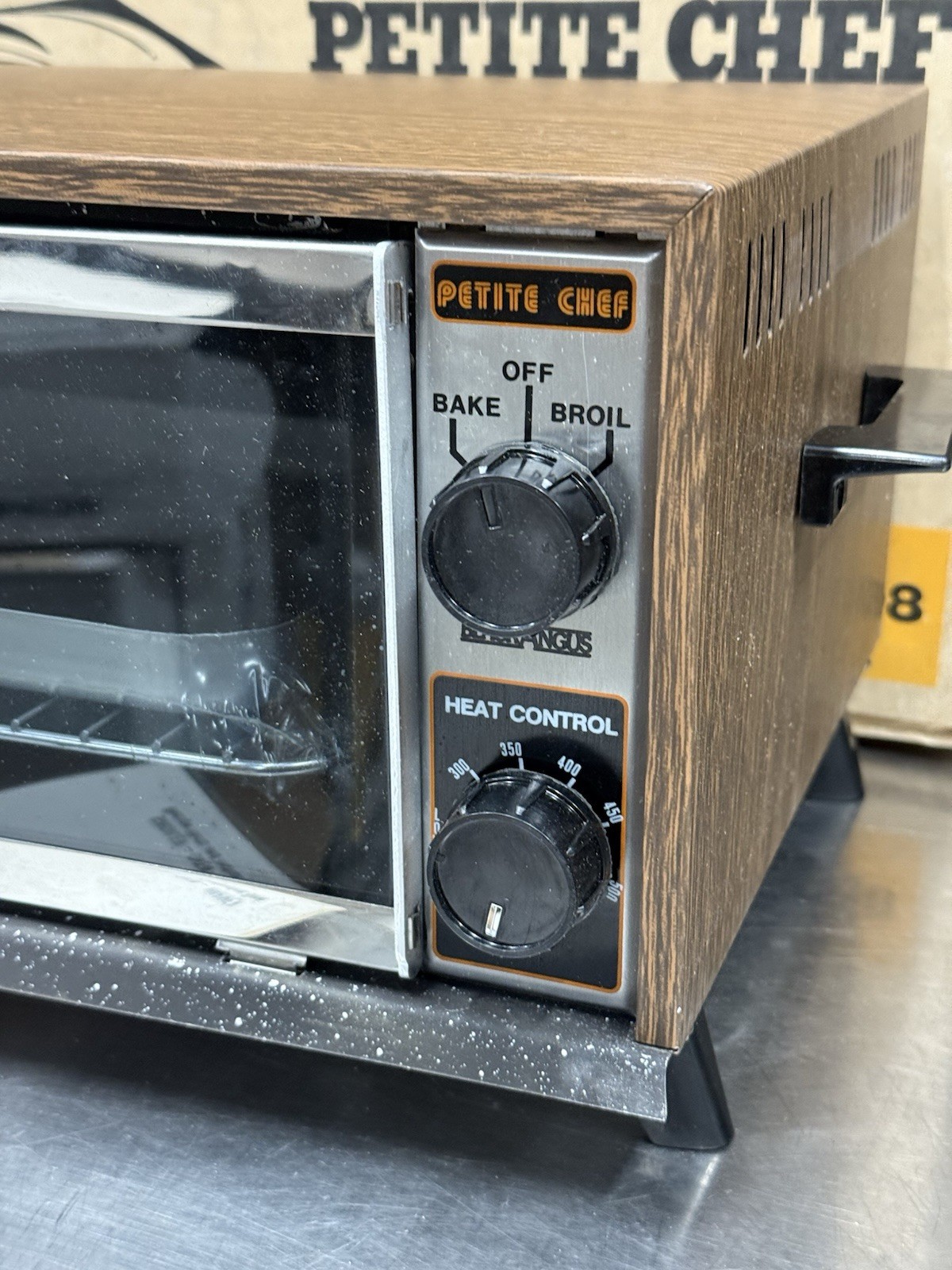Vintage Black Angus Petite Chef Toaster Oven Broiler Warmer Woodgrain Finish