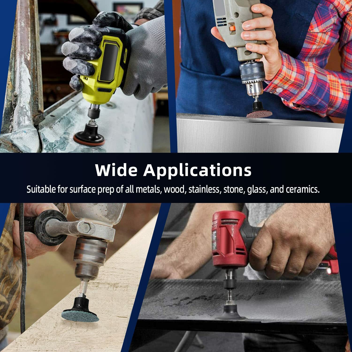 2 in x 42 PCS Roll Lock Sanding Discs Set w/ 1/4 Holder Die Grinder Quick Change