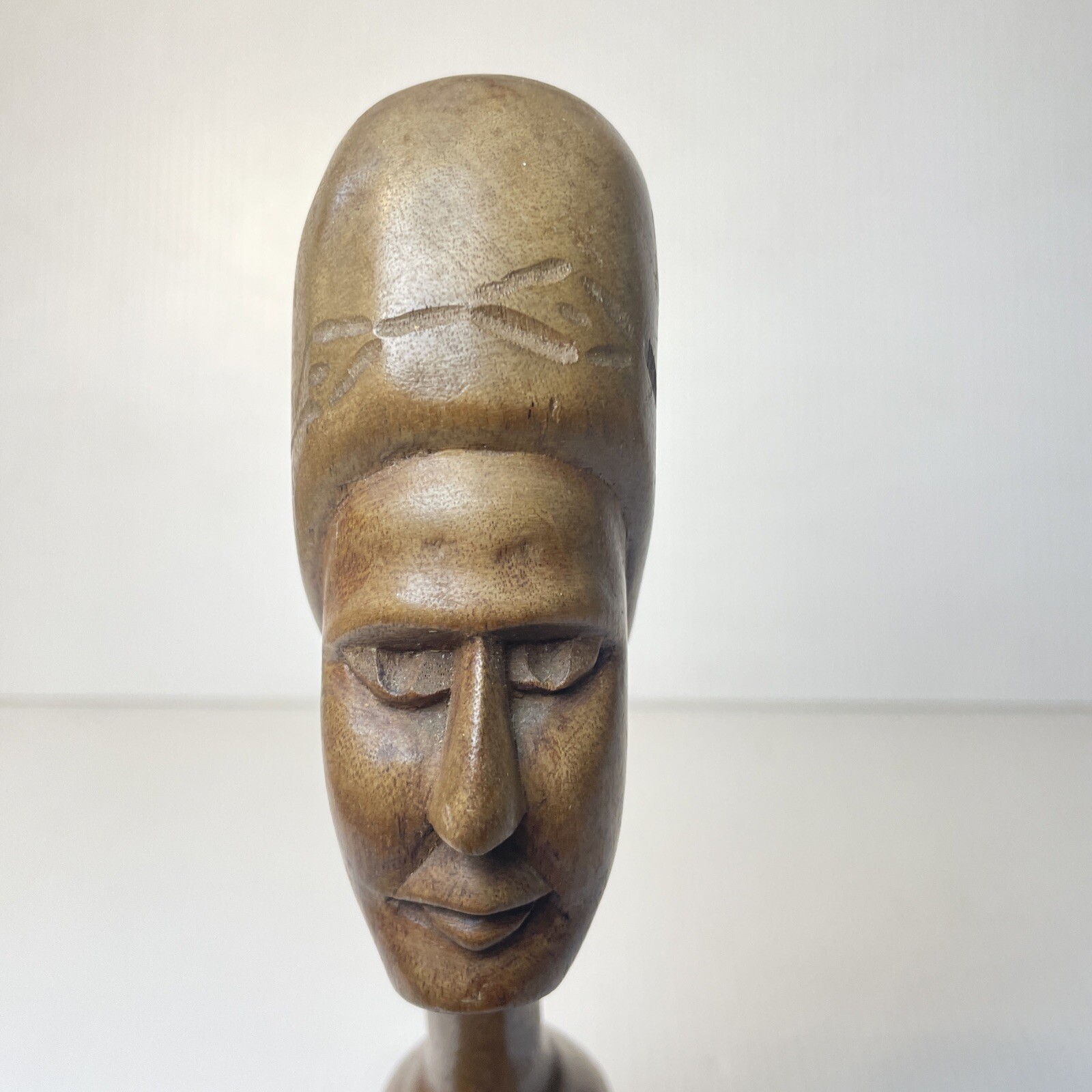 African Haitian Woman Bust Hand Carved Wood Tribal Figurine Art Statue Nude