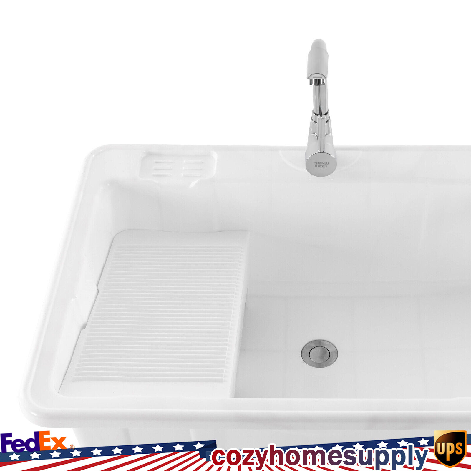 Utility Sink Laundry Tub with Faucet & Basement for Laundry Room Garage or Shop