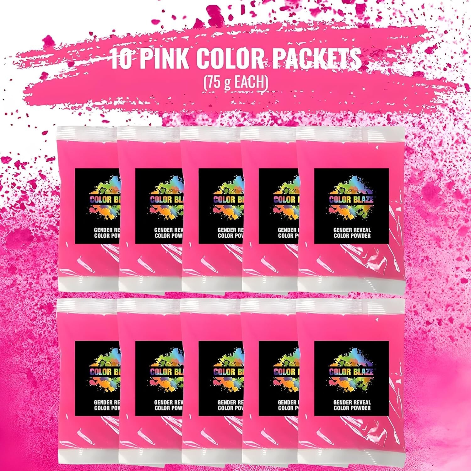 Color Blaze Gender Reveal Powder Packets - Blue - Set of 10, Baby Party, Boy