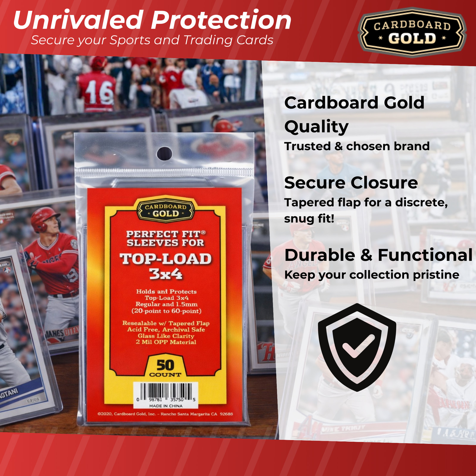 10 Packs 500ct Perfect Fit Sleeves for 20-60 PT Regular 3 X 4 Top-Loaders CBG