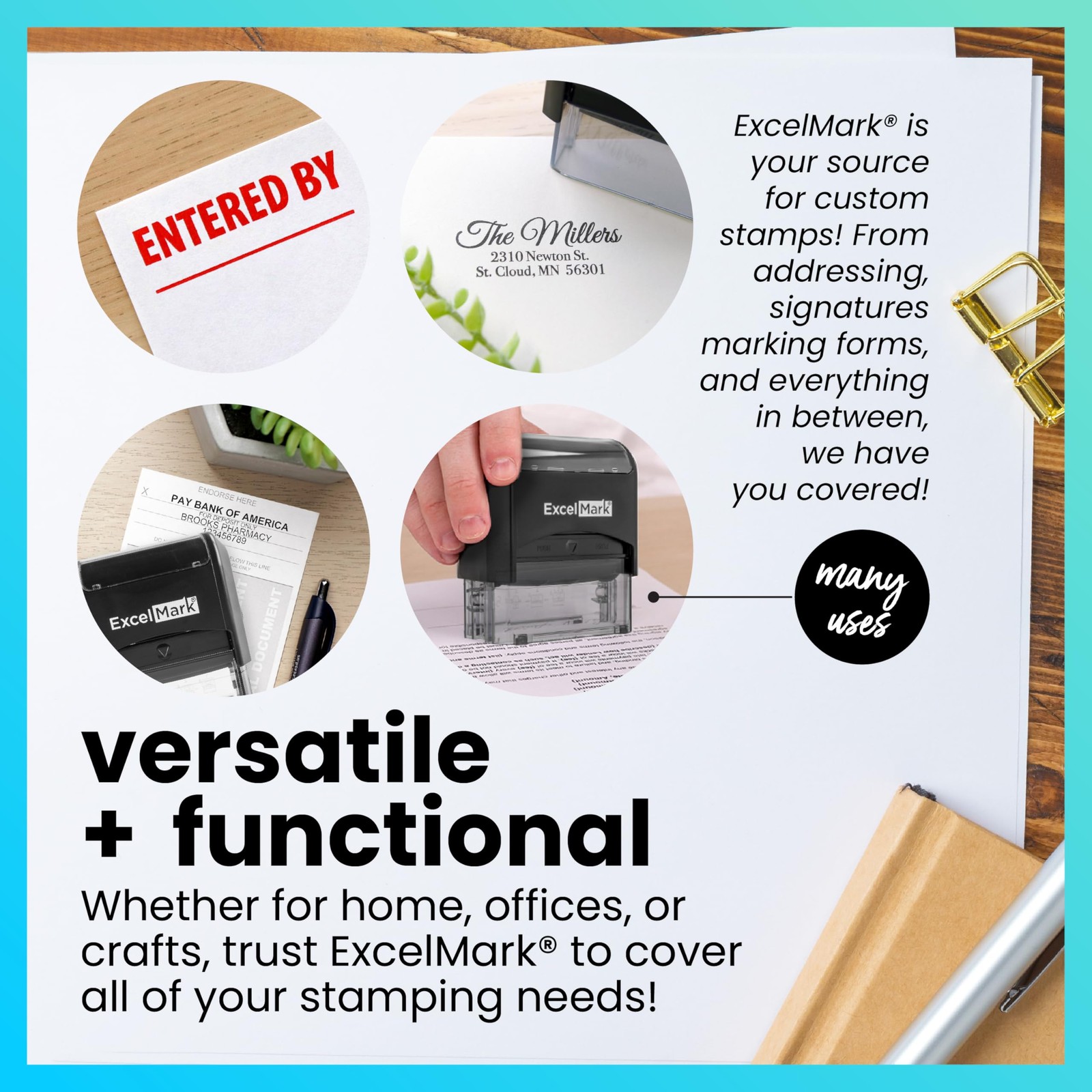 Custom Stamp – Clear & Crisp Impressions – Personalized Self-Inking Rubber St...