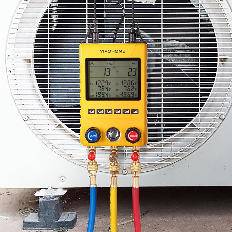 Digital HVAC Manifold Gauge Set Refrigeration AC Gauges for R1234yf R134a R410a