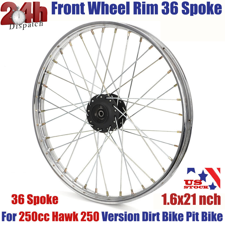 21" Front Wheel Rim 36 Spoke For 250cc Hawk 250 Carb Dirt Bike Pit Bike Silver