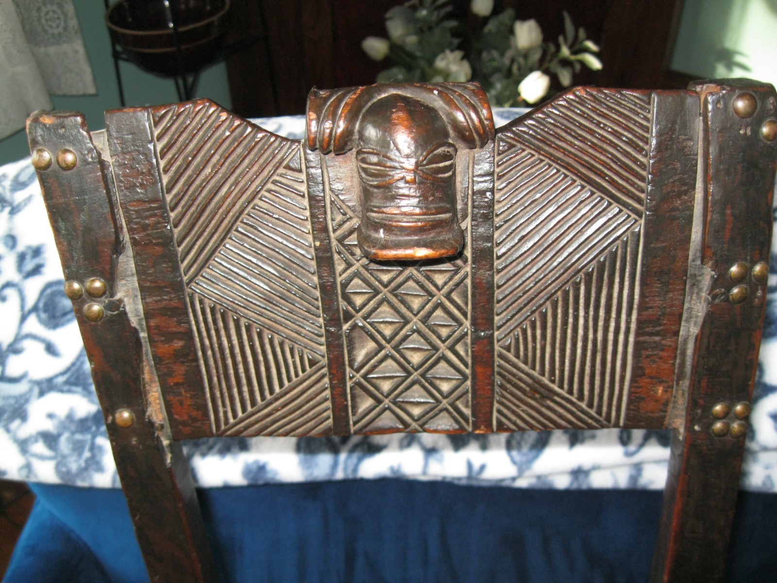 old rare Chokwe Chiefs throne and table hand carved