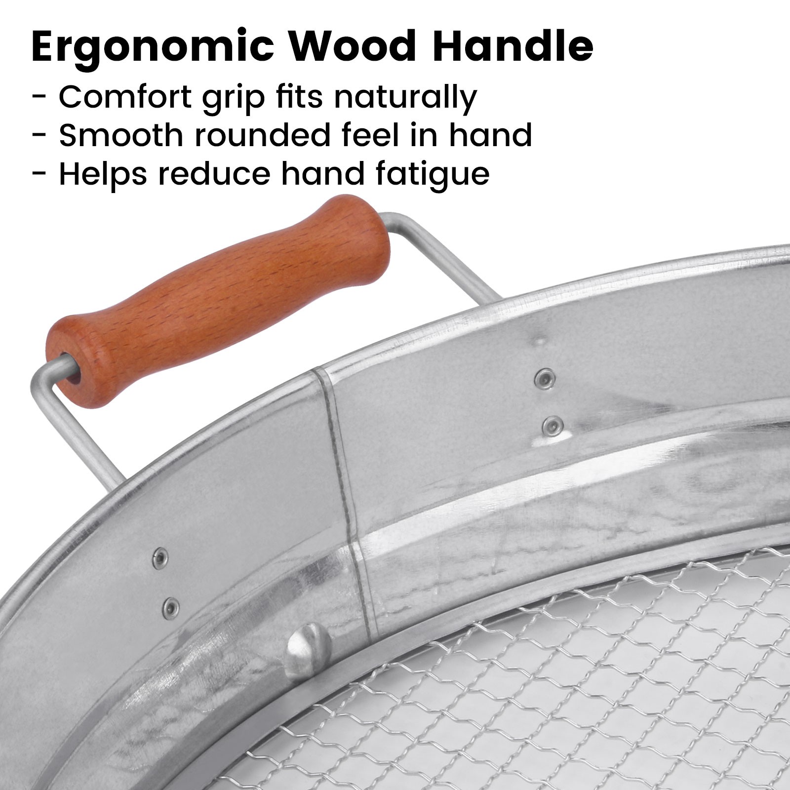 14" Stainless Steel Soil Sifter Soil Sieve with 6mm Mesh Screen For Gardening