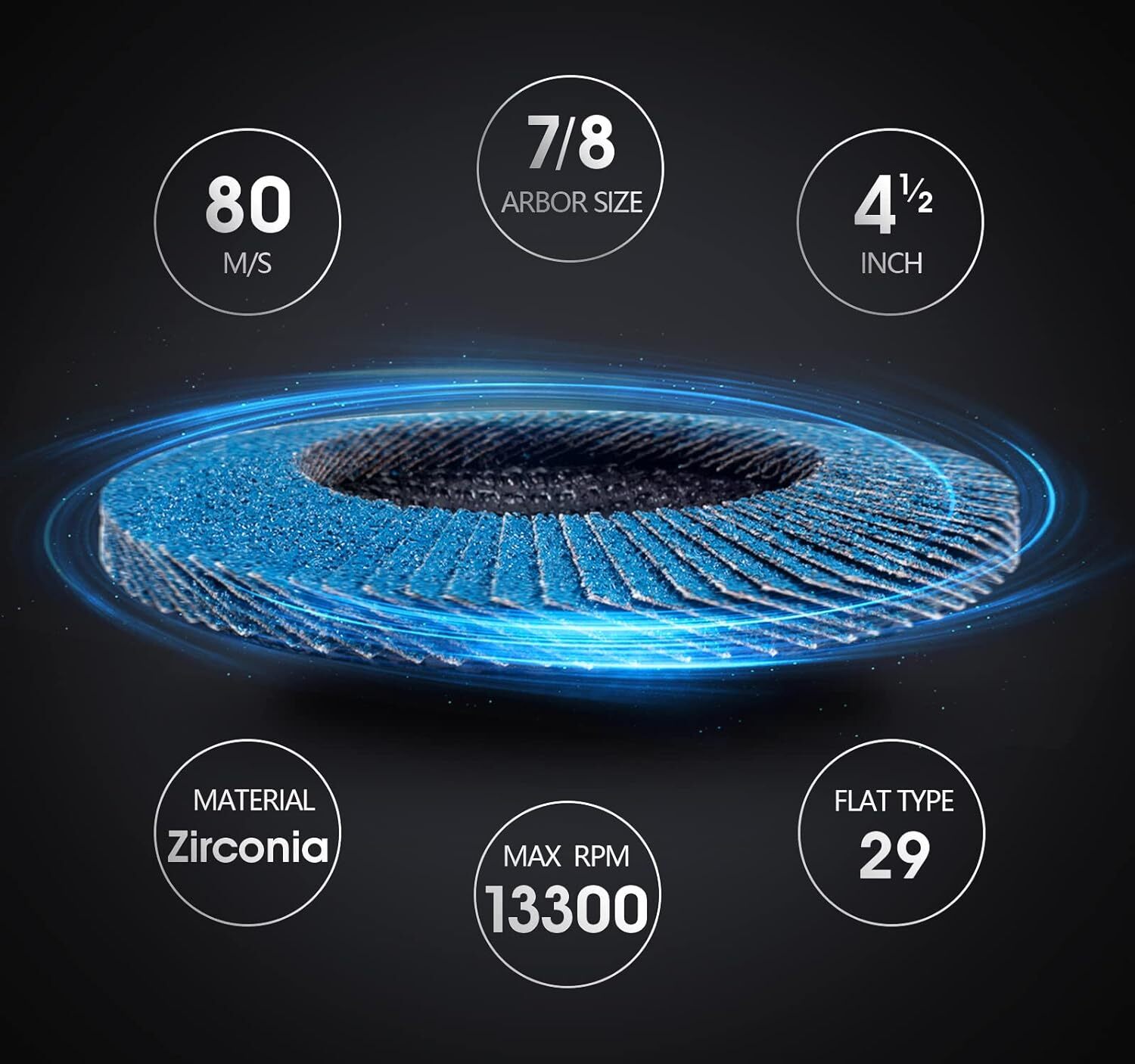 40 Pack 4.5" 4-1/2" Zirconia Flap Disc 40 60 80 120 Grit Sanding Grinding Wheel