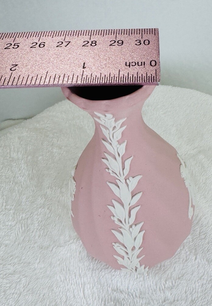 Wedgwood Pink Jasperware Dancing Hours Still Vase Fluted 5.5” Rare Vintage