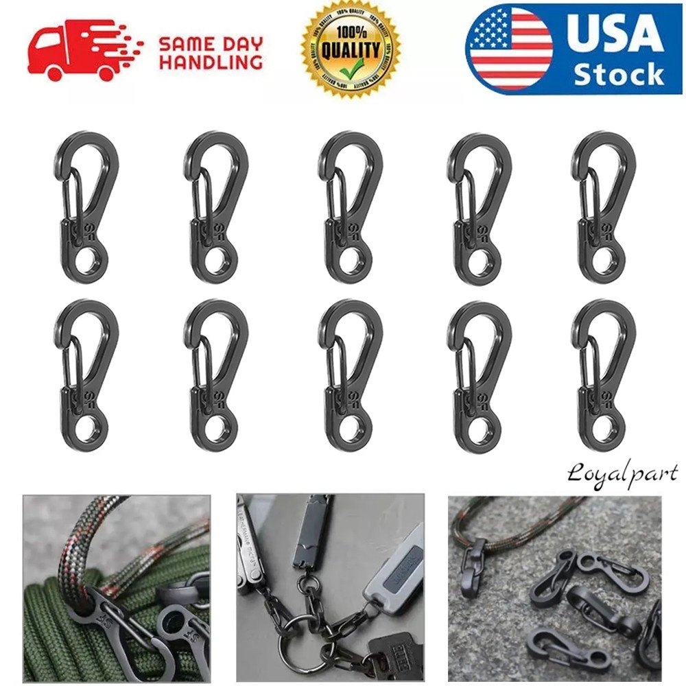 10 Pcs Mini Aluminum Spring Carabiner Clip Keychain Outdoor Snap Camping Hook US