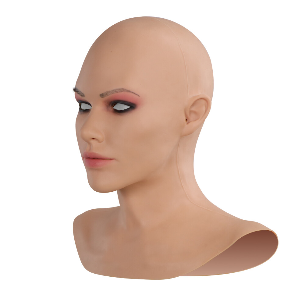 Silicone Female Mask Headwear Full Head Mask For Crossdresser Halloween Trans