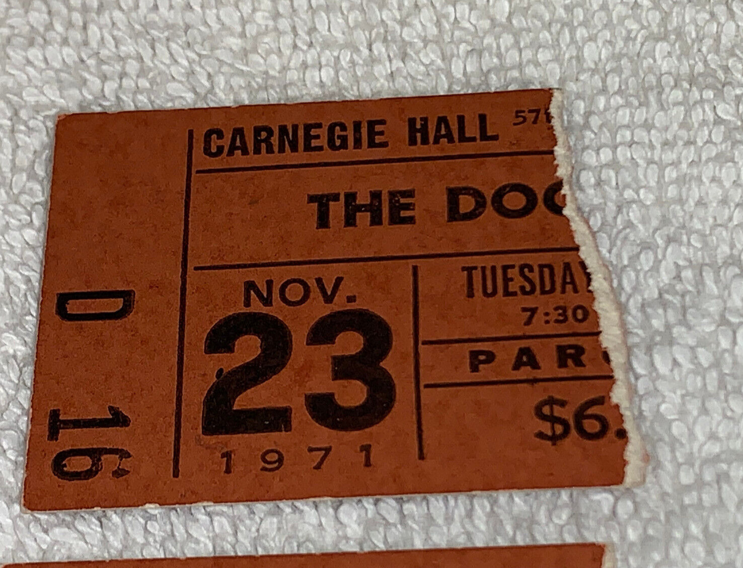 THE DOORS 1971 CONCERT TICKET STUBS CARNEGIE HALL Ray Manzarek Robby Krieger USA