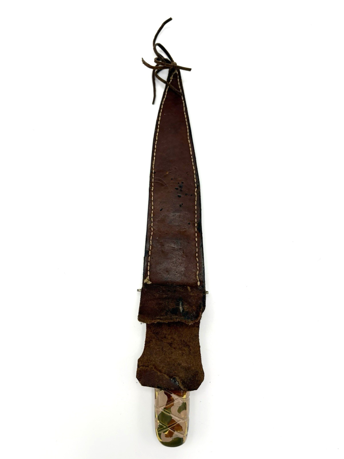 WWII Military Fighting Knife Theater Made Pacific ? w/ Leather Sheath