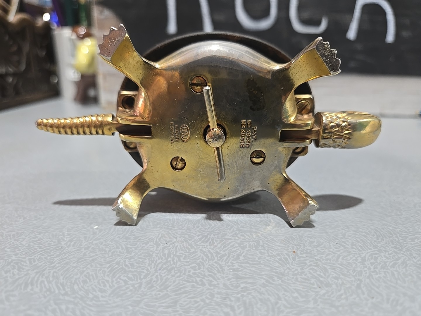 Vintage damascene brass turtle hotel/desk bell made by BOJ in Eibar, Spain