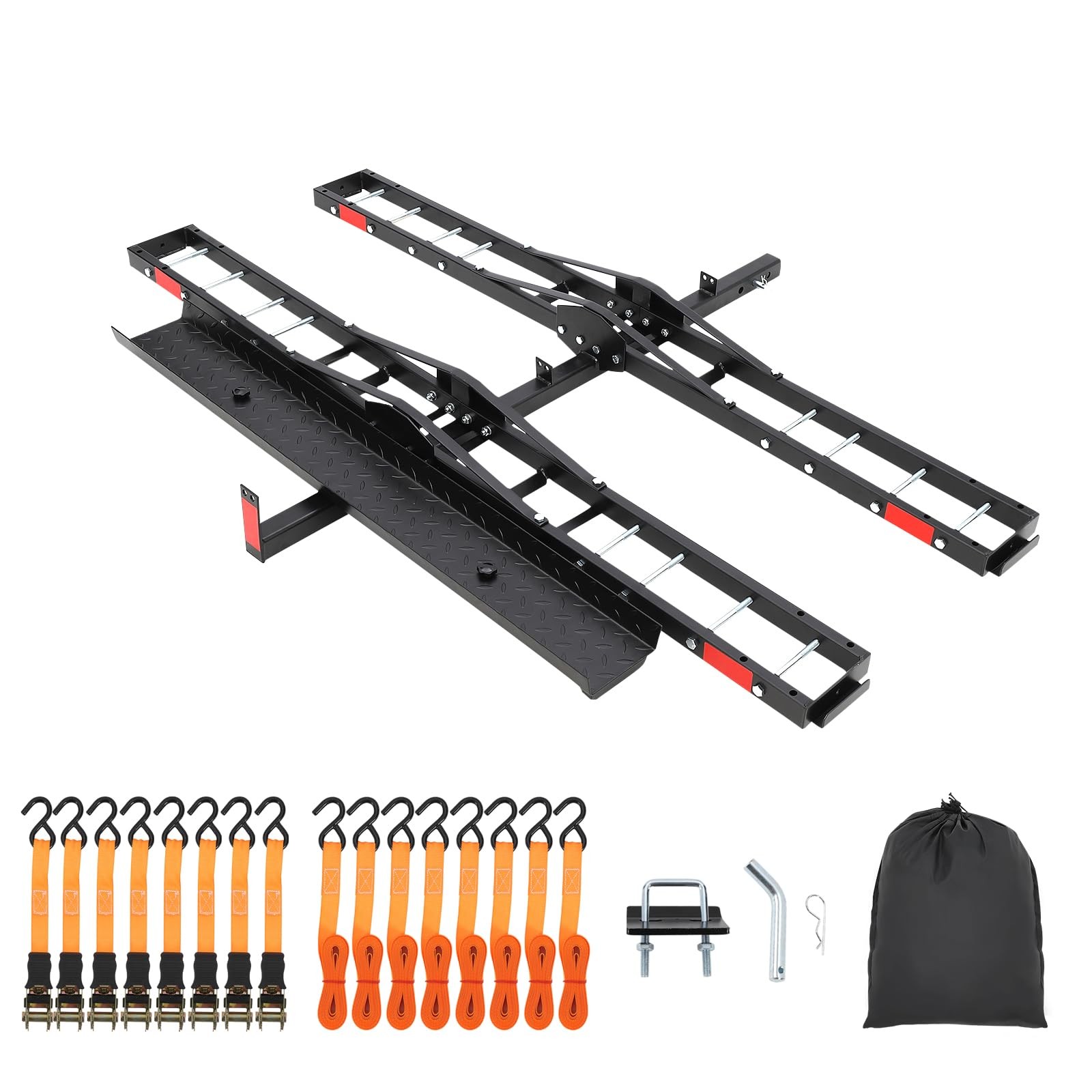 600 LBS Dirt Bike Carrier Rack Dual Motorcycle Carrier Hitch Mount w/Ramp Straps