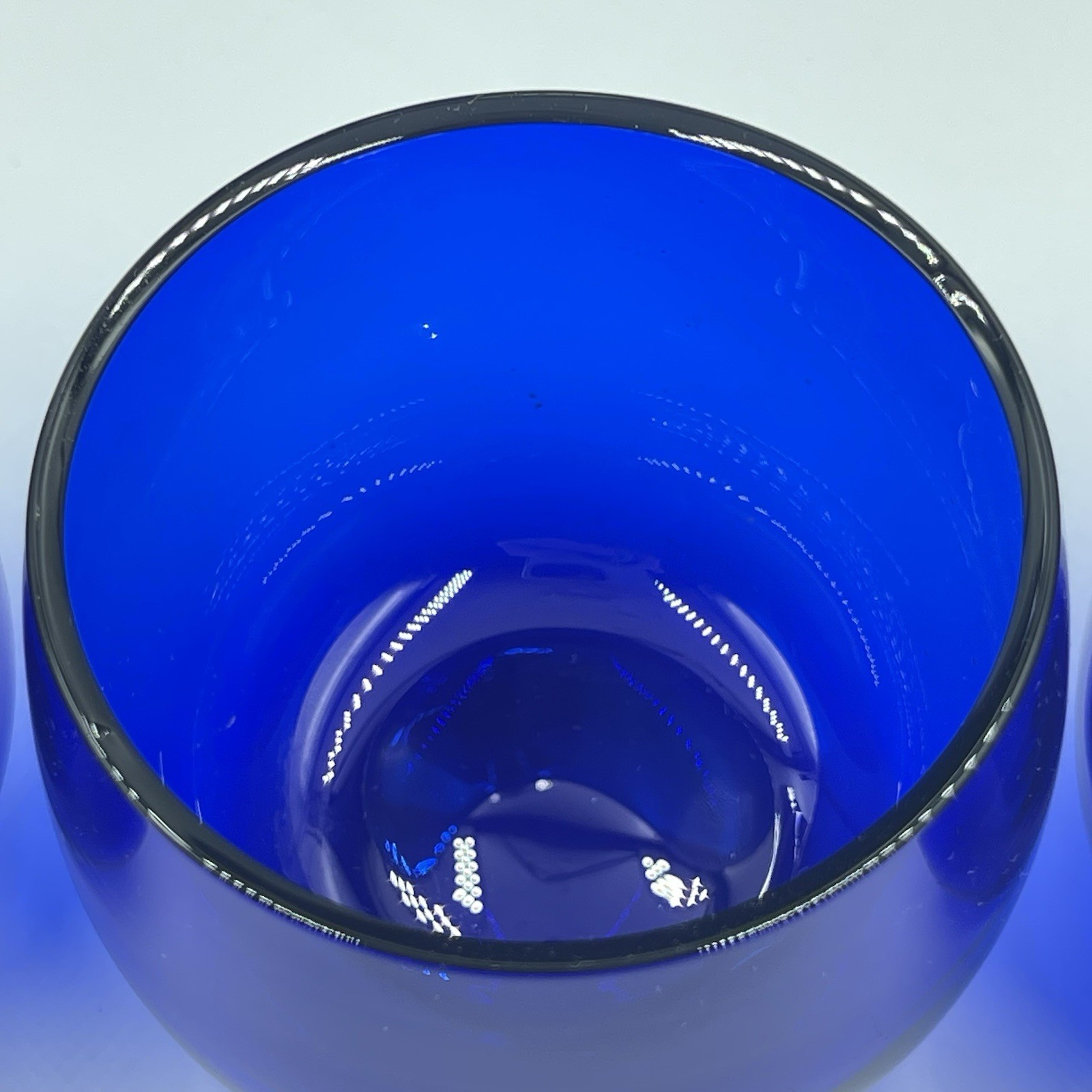 Vgt Cobalt Blue Cocktail Shaker with 4 Roly Poly Glasses Chrome Plate Shaker Top
