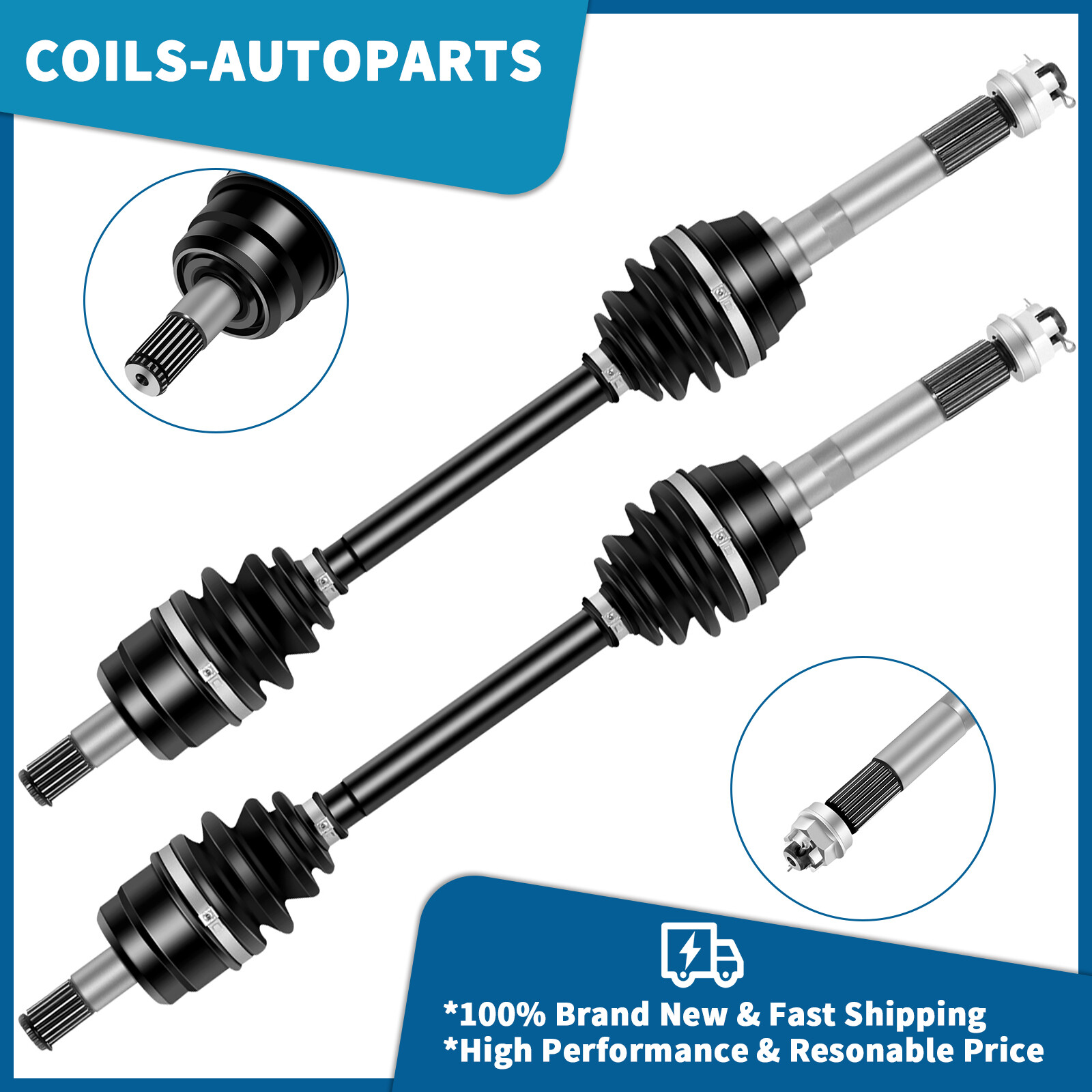 Pair Front CV Axle Assembly For Kawasaki Mule 610 KAF400A KAF400C 4x4 2005-2009