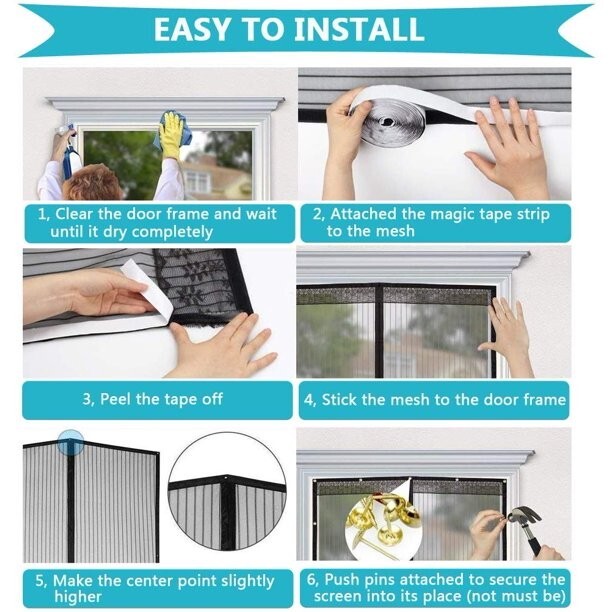 Magnetic Screen Door Retractable Mesh Net Pet Patio Hands Free Mosquito Magic