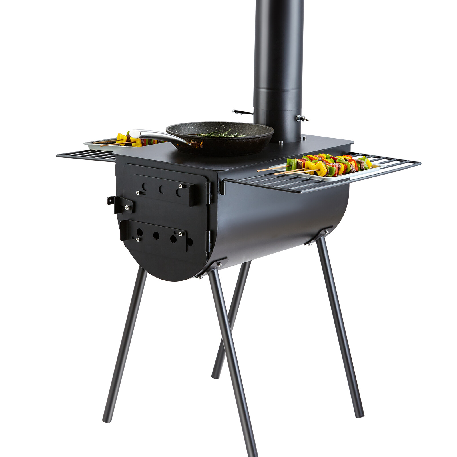 VEVOR Portable Wood Stove Camping Hot Tent BBQ Stove 118 in for Outdoor w/ Pipes