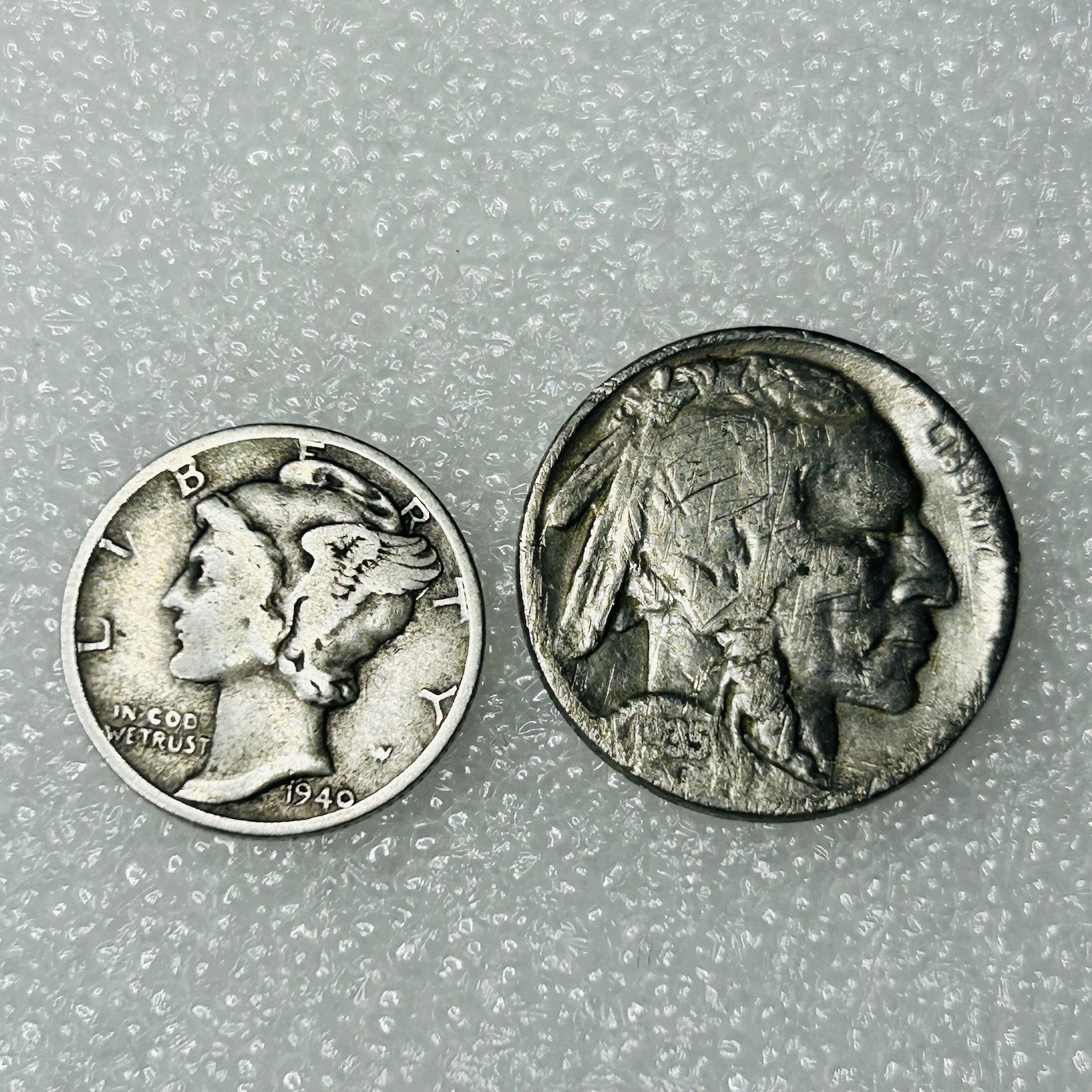 1935 Buffalo Nickel/1940 Mercury Dime Both P’s   P3540